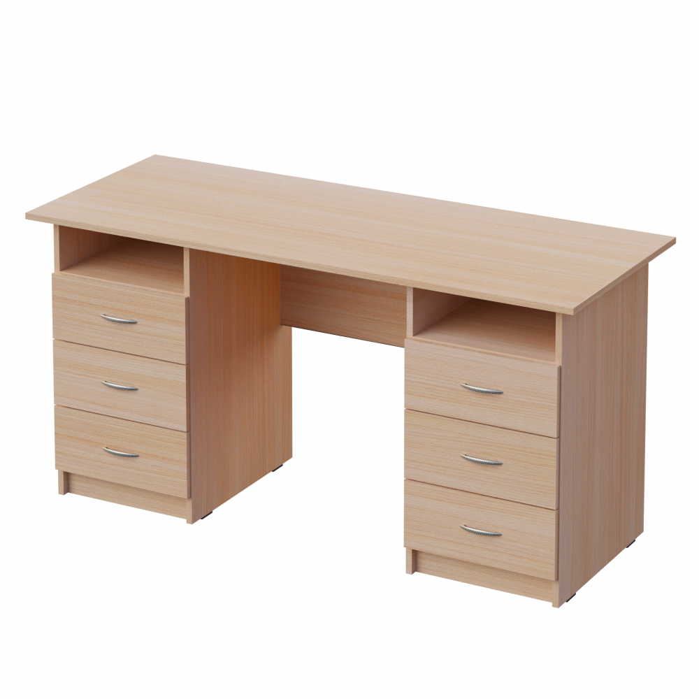 Стіл робочий 2-тумбовий з 6 шухлядами 1500x600x750 мм МЕБЛІ-ТЕХНОСТИЛЬ (П 465)